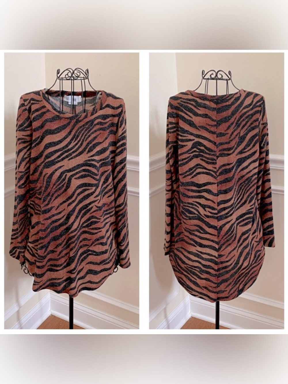 NWT Rae Mode Tiger Print Lightweight Sweater - Picture 1 of 5